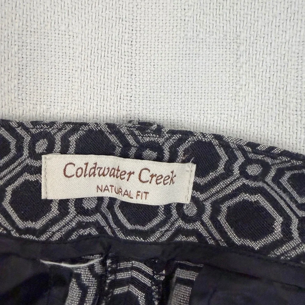 Coldwater Creek Natural Fit Black White Geometric Jacquard Straight Pants Sz 14